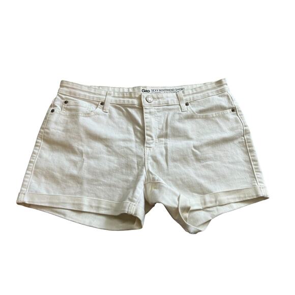 GAP Pants - Gap Womens 12 Shorts White Sexy Boyfriend Button Zip 5 Pocket Light Wash Denim